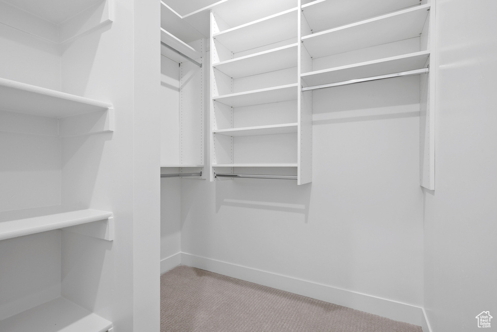 Spacious closet with carpet flooring