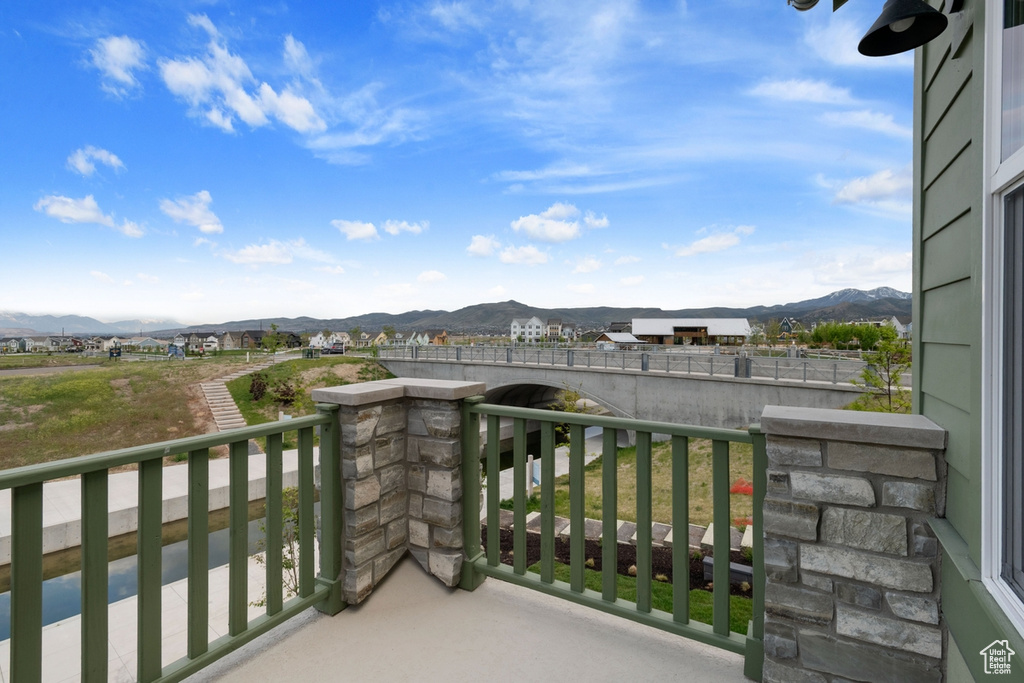 Balcony with a mountain view