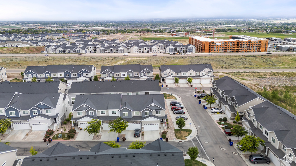 Aerial perspective of suburban area