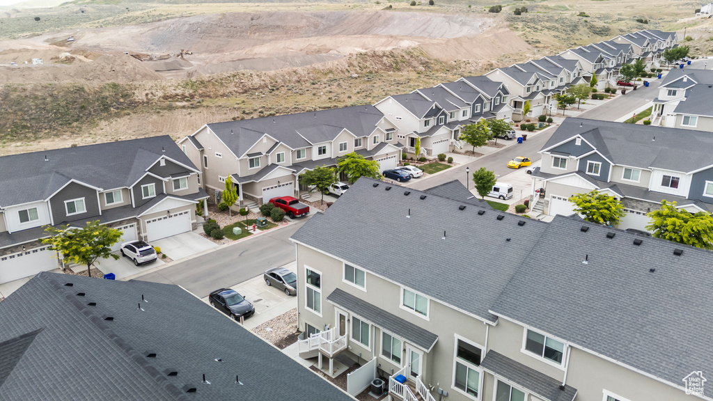 Aerial perspective of suburban area