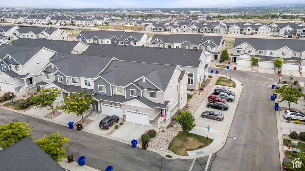 Aerial perspective of suburban area