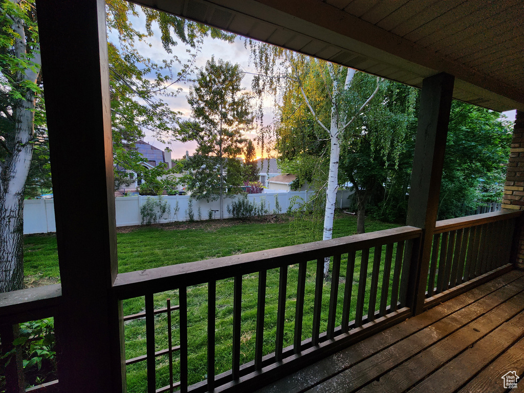 View of deck at dusk