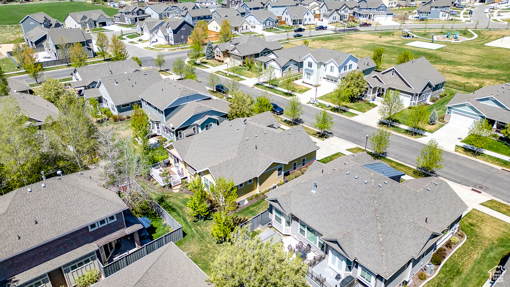 Aerial perspective of suburban area