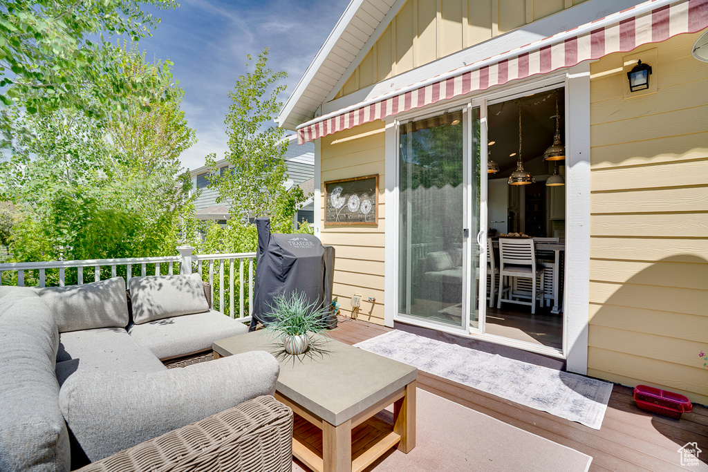 Deck featuring an outdoor living space