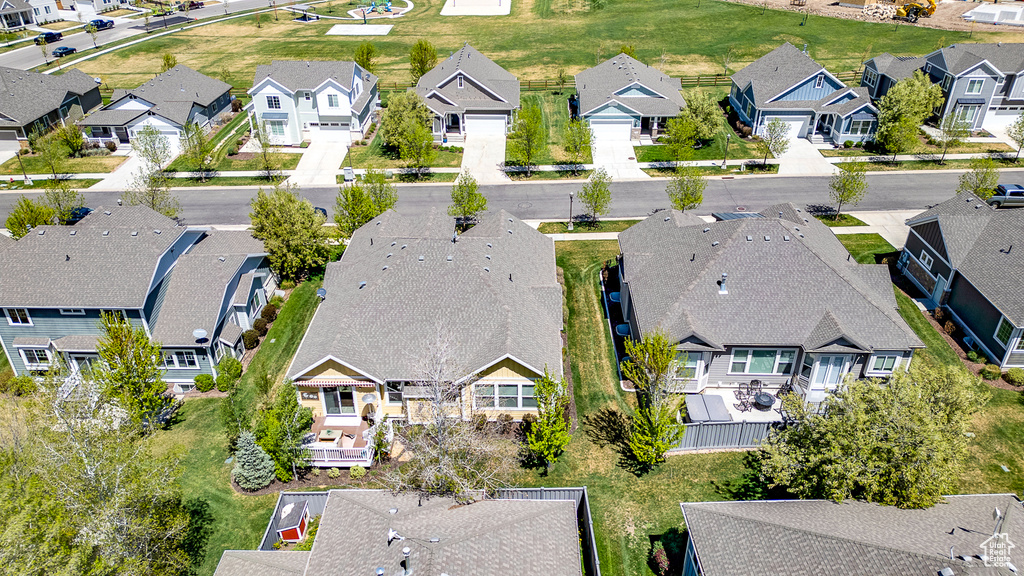 Aerial perspective of suburban area