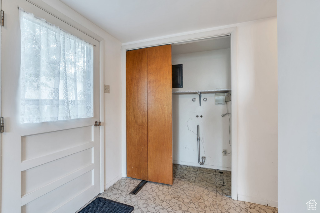 Closet featuring electric panel