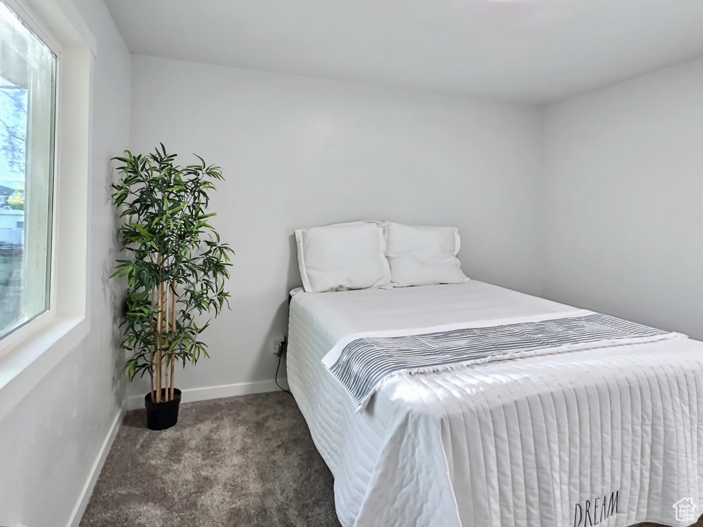 Bedroom with carpet floors and baseboards