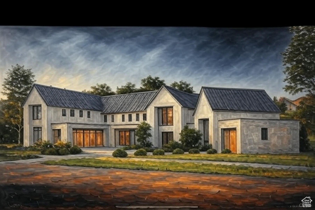 View of front of property with metal roof