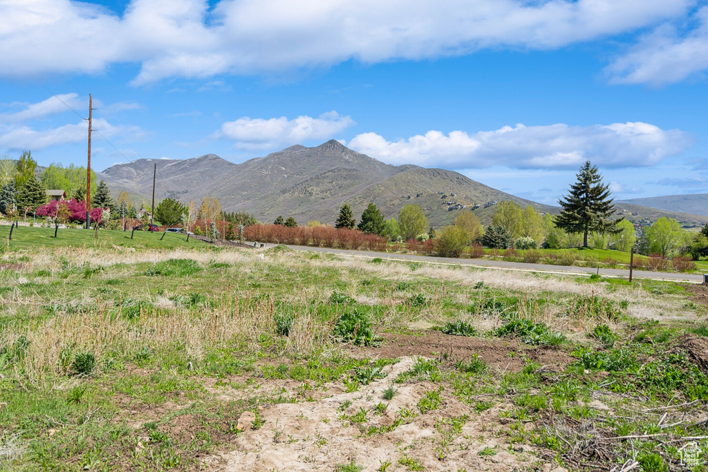 View of mountain background featuring rural landscape