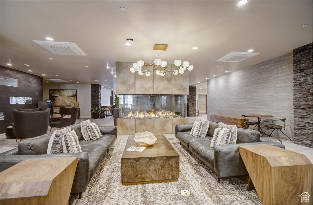 Community lobby featuring recessed lighting