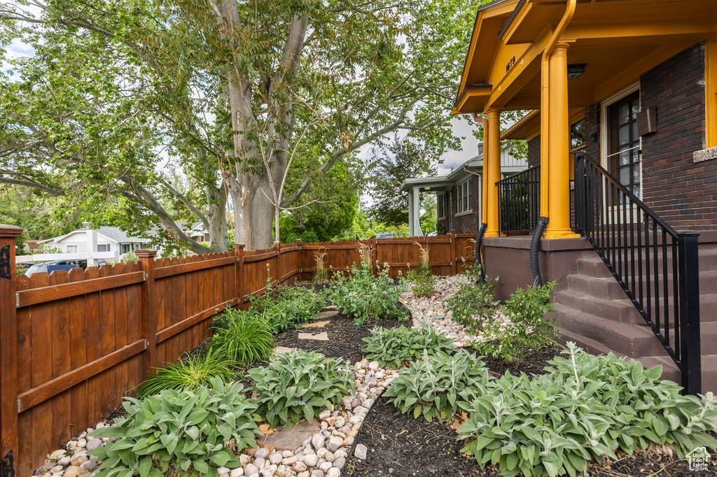 View of fenced backyard