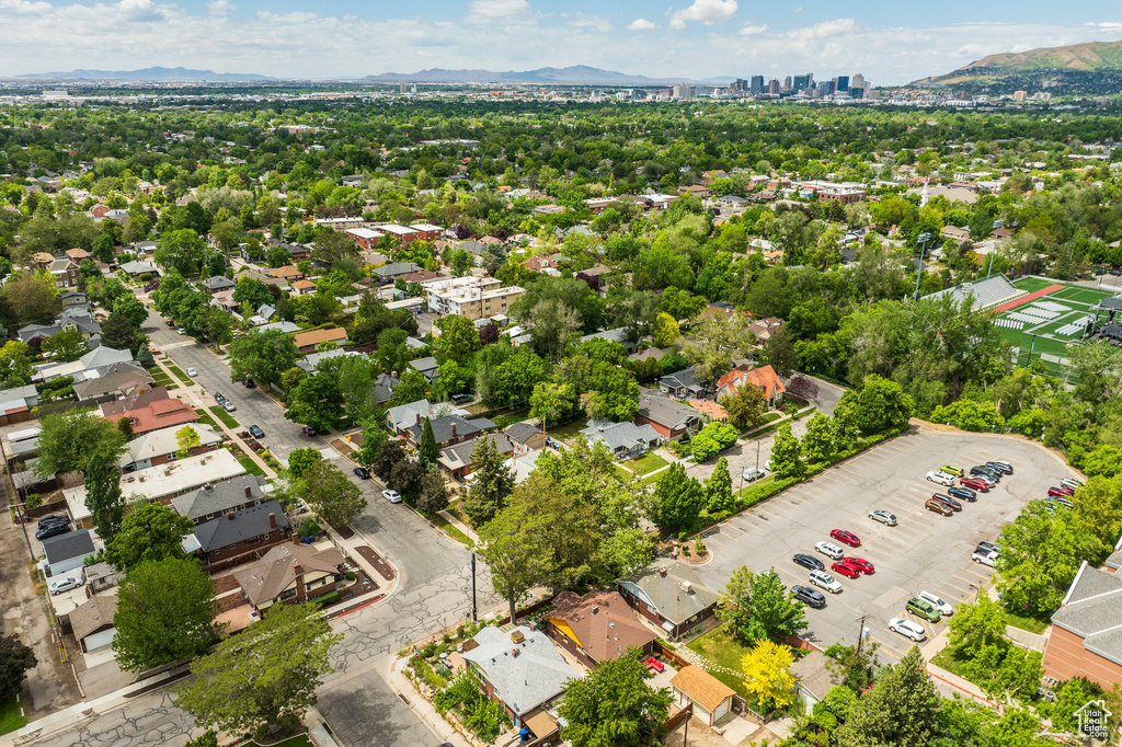 Bird's eye view of a mountain backdrop
