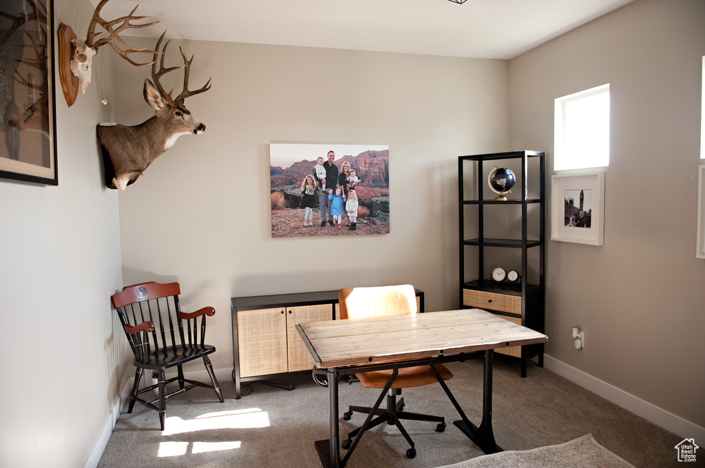 Office space featuring carpet and baseboards