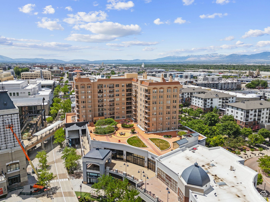 View of urban area with a mountain backdrop