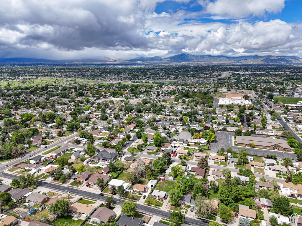 Aerial view of a mountain backdrop