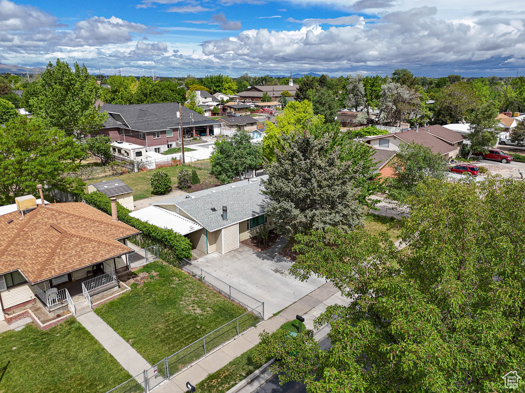 Aerial perspective of suburban area