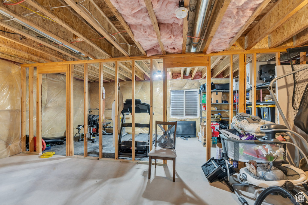 View of unfinished basement