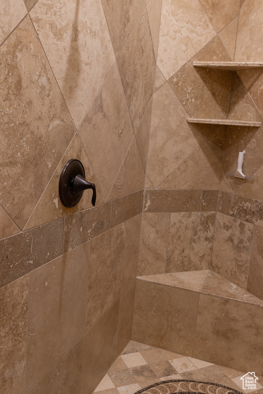 Bathroom view of tiled shower