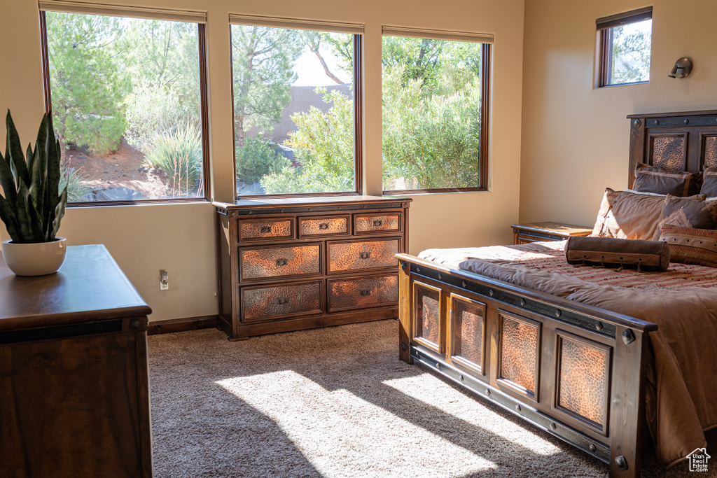 Bedroom with carpet flooring