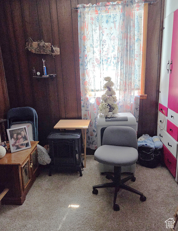 Office with carpet flooring