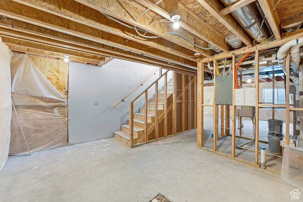 Unfinished below grade area with stairway