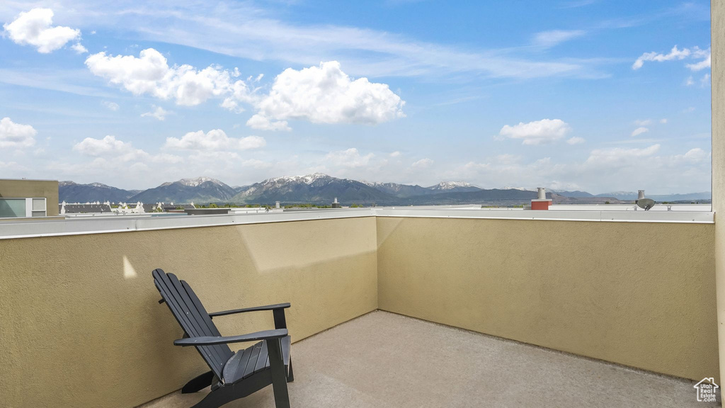 Balcony with a mountain view