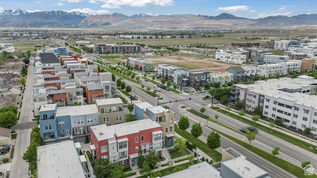 Aerial view of a mountainous background