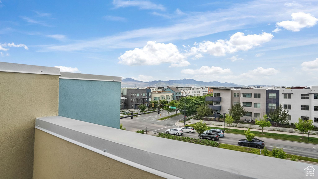 Balcony with a mountain view