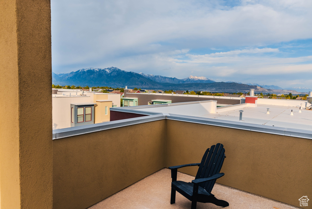 Balcony with a mountain view