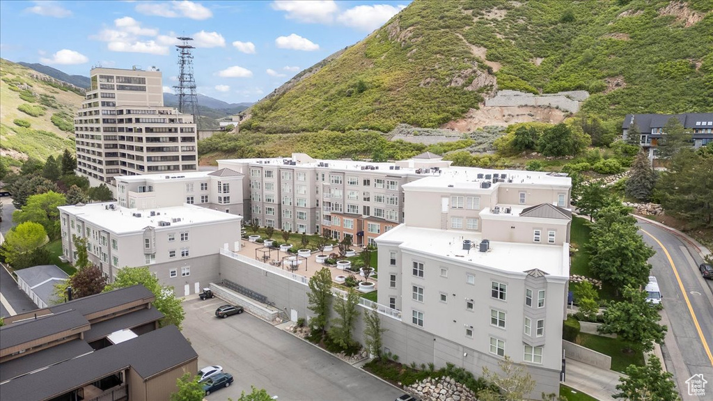 Aerial view of a mountainous background