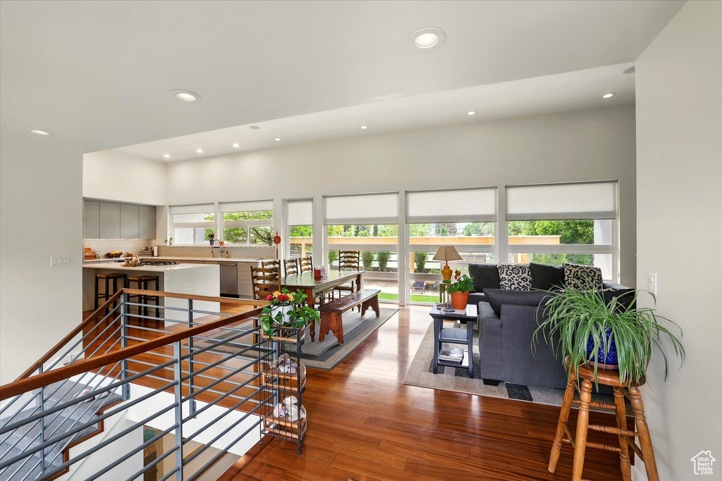 Living room featuring recessed lighting and wood finished floors