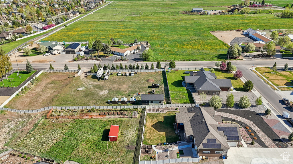 Aerial perspective of suburban area