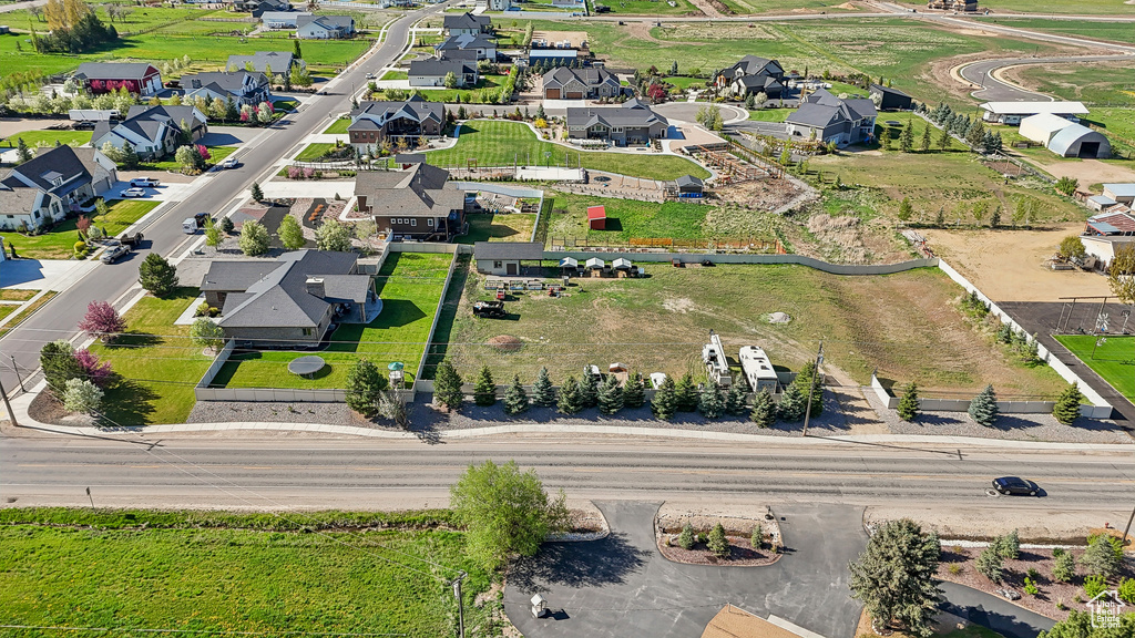 Aerial perspective of suburban area