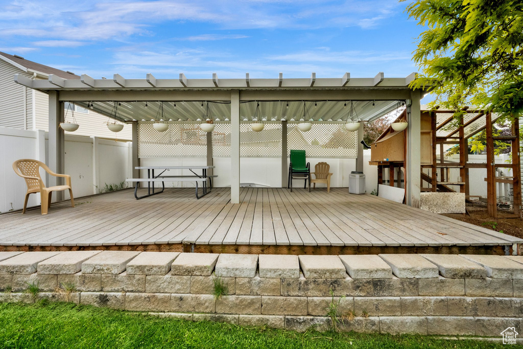Wooden deck with fence