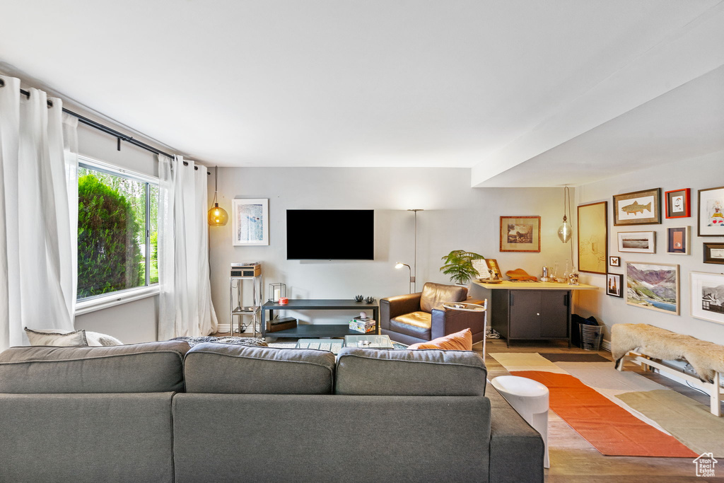Living area featuring wood finished floors