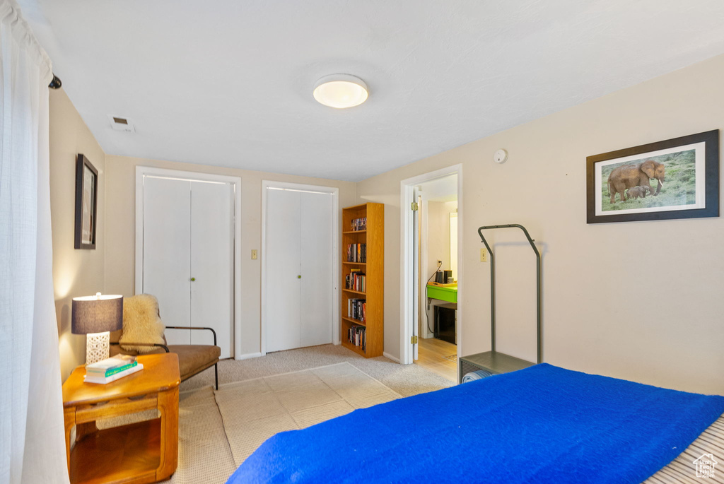 Bedroom with carpet flooring