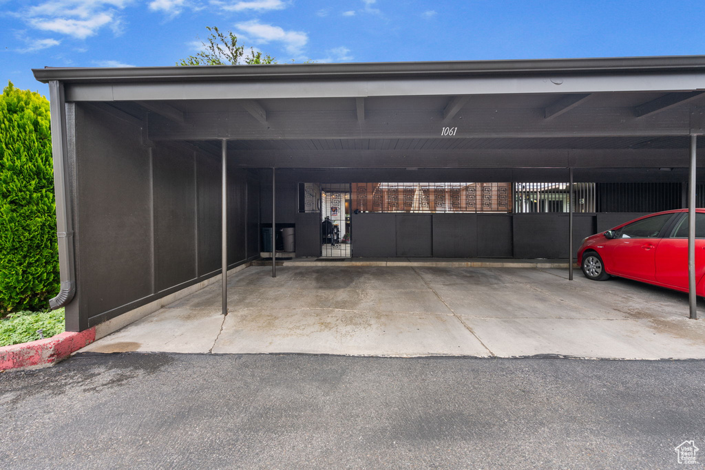 View of covered parking lot