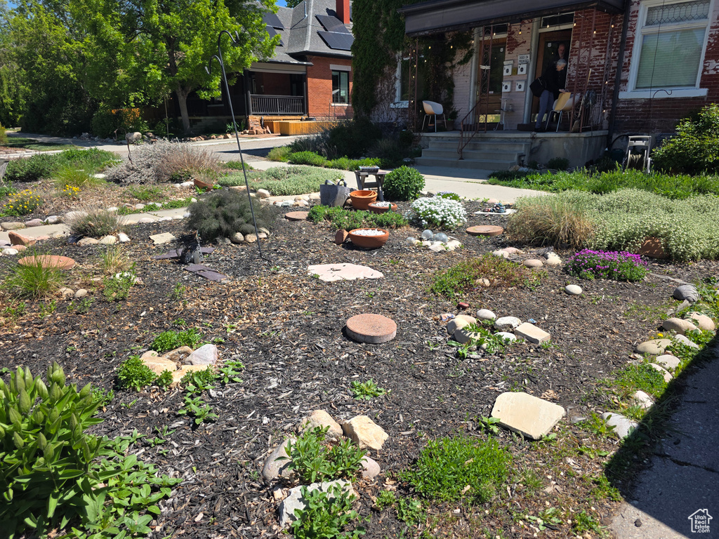 View of yard with a porch