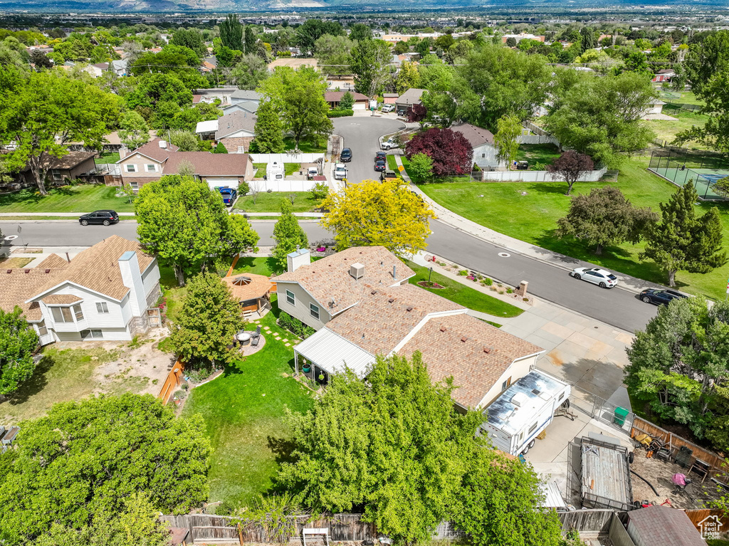 Aerial perspective of suburban area