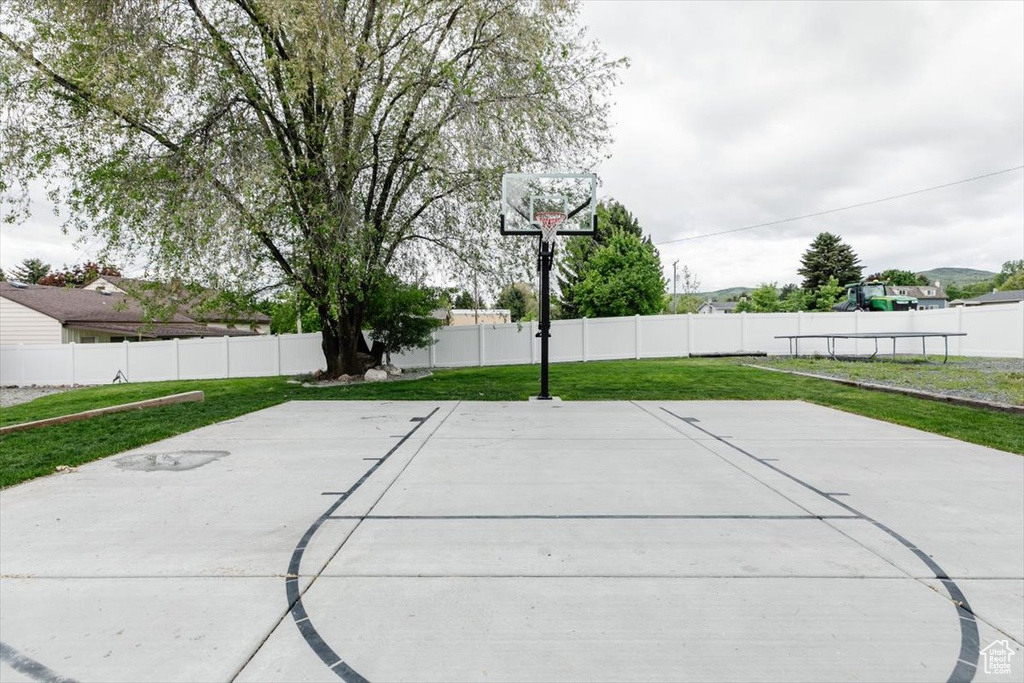 View of sport court featuring basketball court