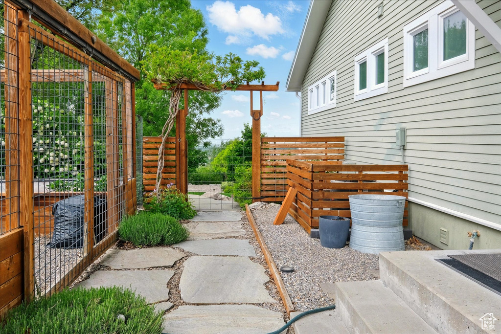 View of yard with fence