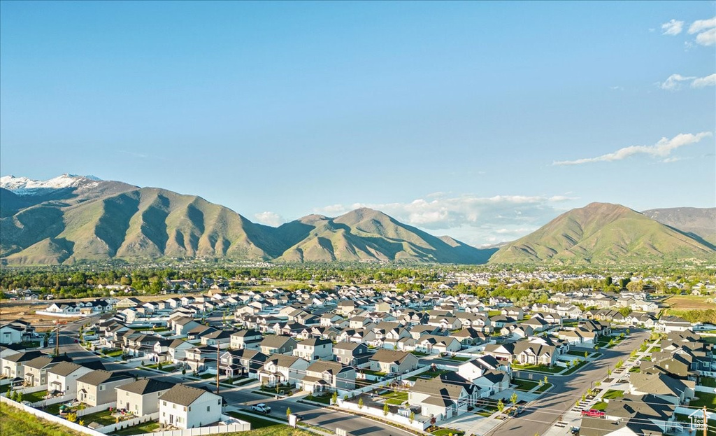 View of mountain background with nearby suburban area