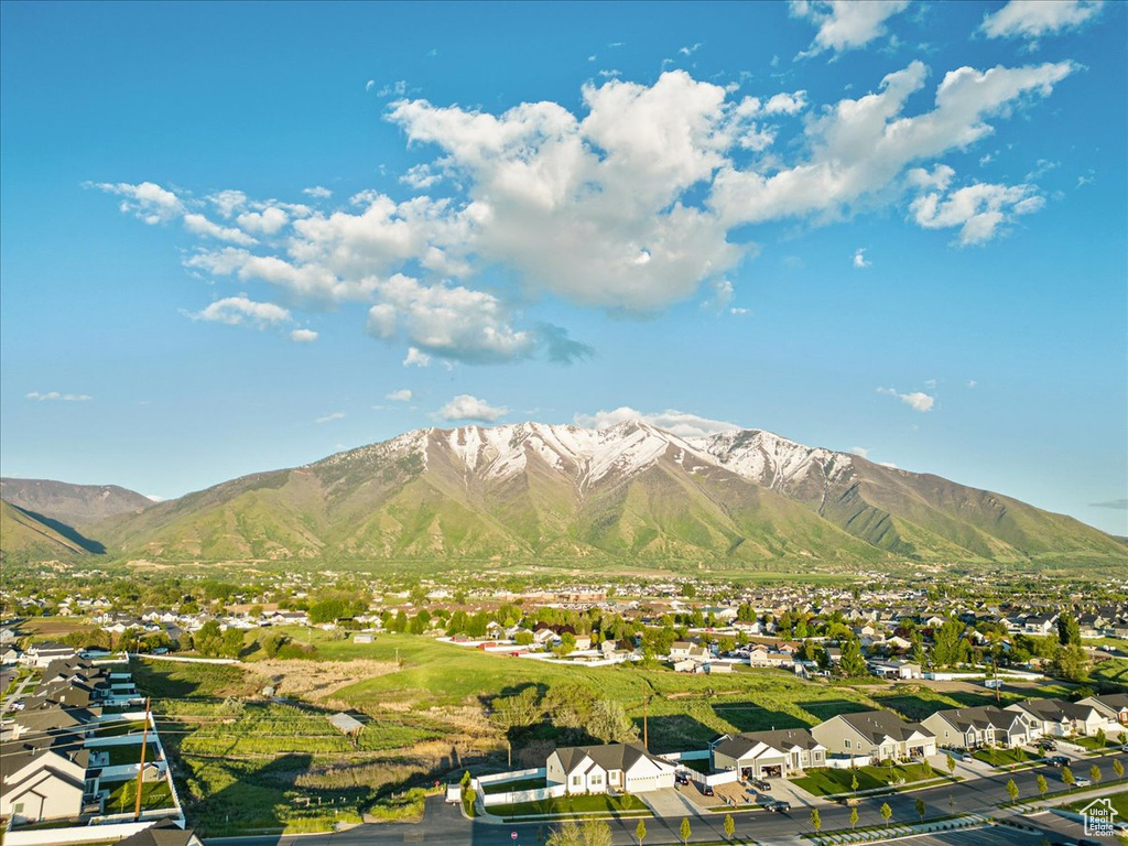 View of mountain background with nearby suburban area