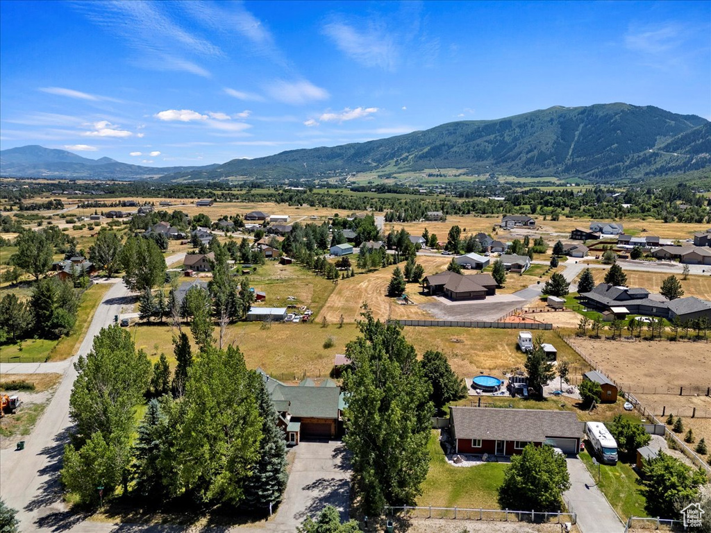 Aerial view of a mountain backdrop