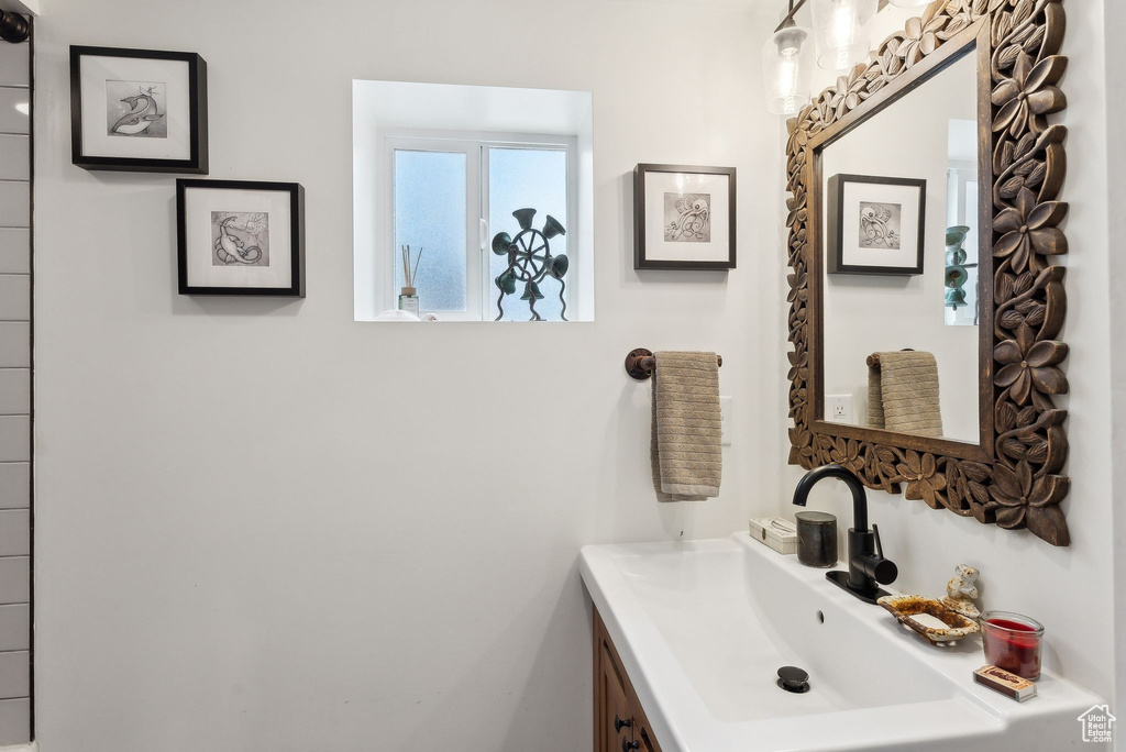 Bathroom featuring vanity
