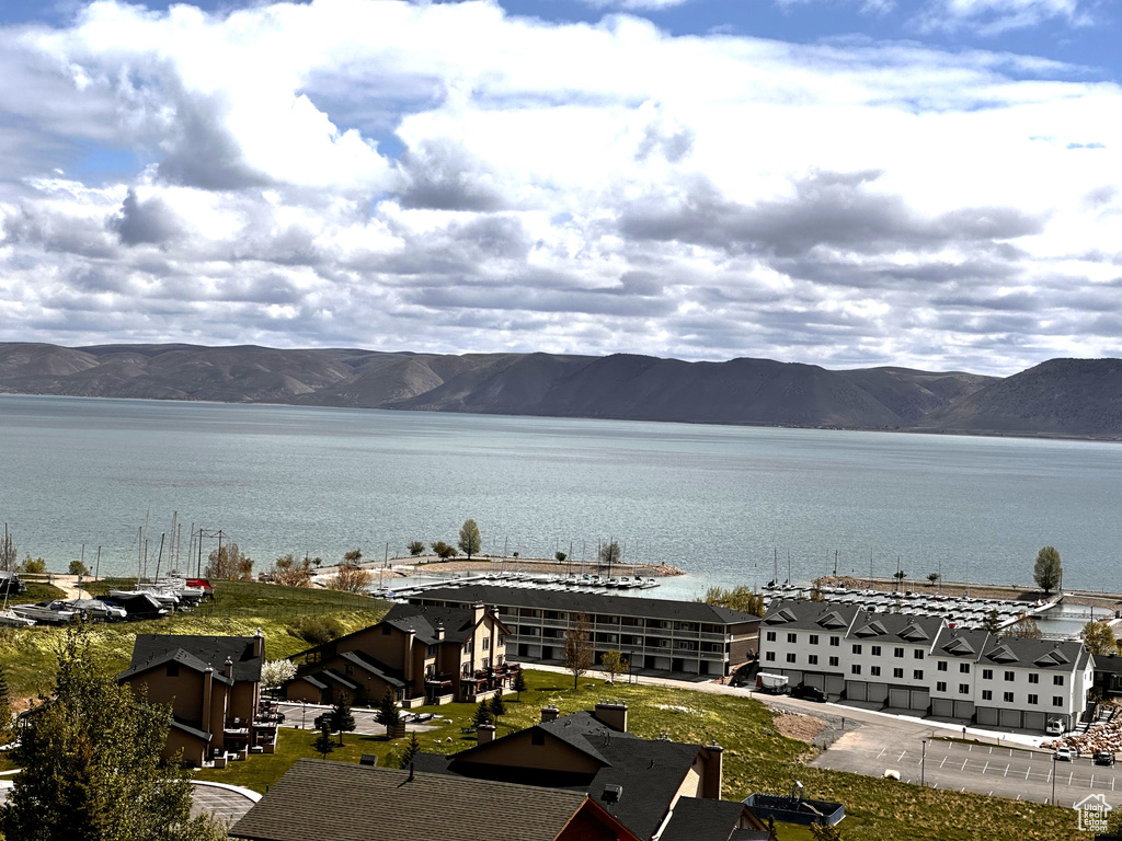 Water view with a mountainous background