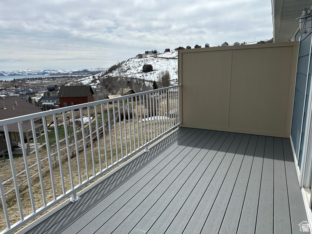 Deck featuring a mountain view