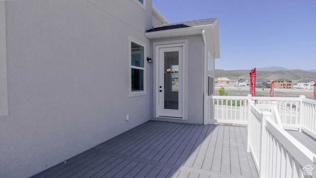 Wooden deck with a mountain view