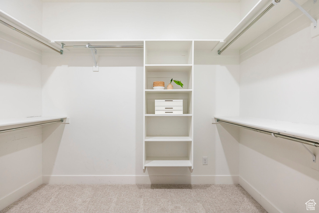 Spacious closet with carpet