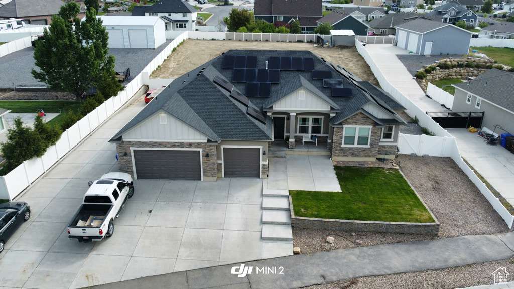 Aerial perspective of suburban area